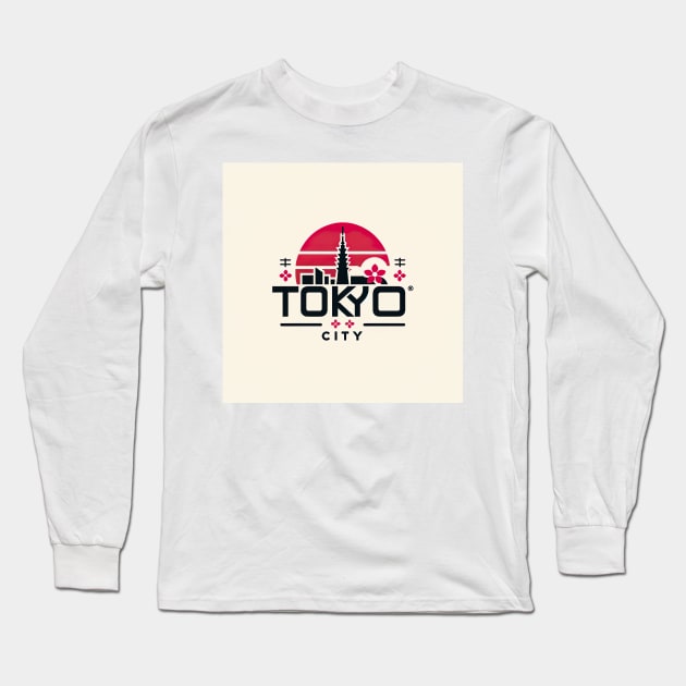 Tokyo City Long Sleeve T-Shirt by unrealartwork